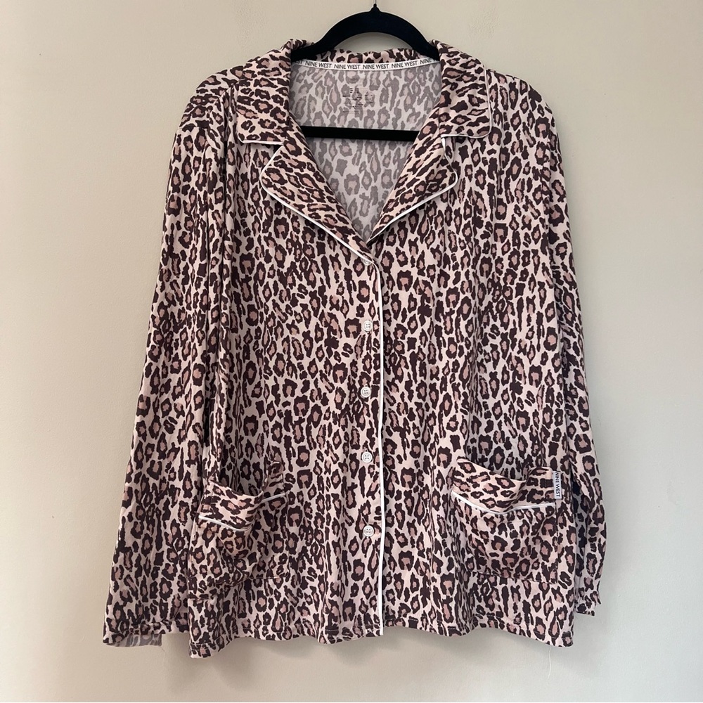 Nine West Leopard Print Pajama Top